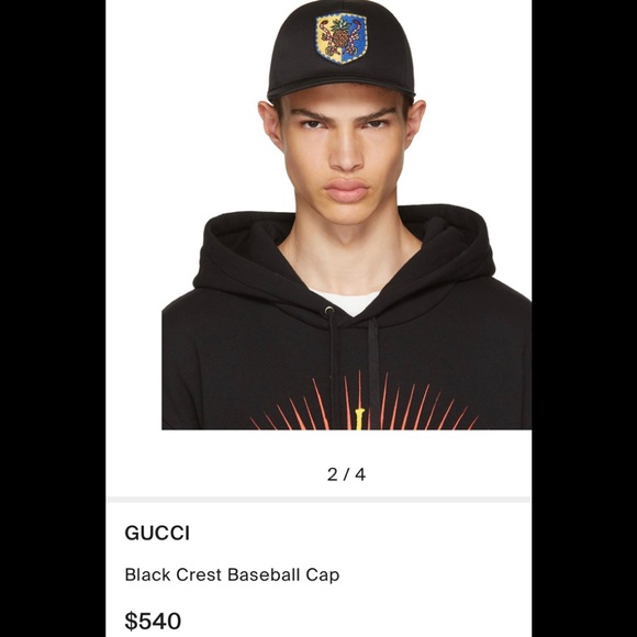 Gucci Black Crest Baseball Cap Size M - Picture 6 of 10